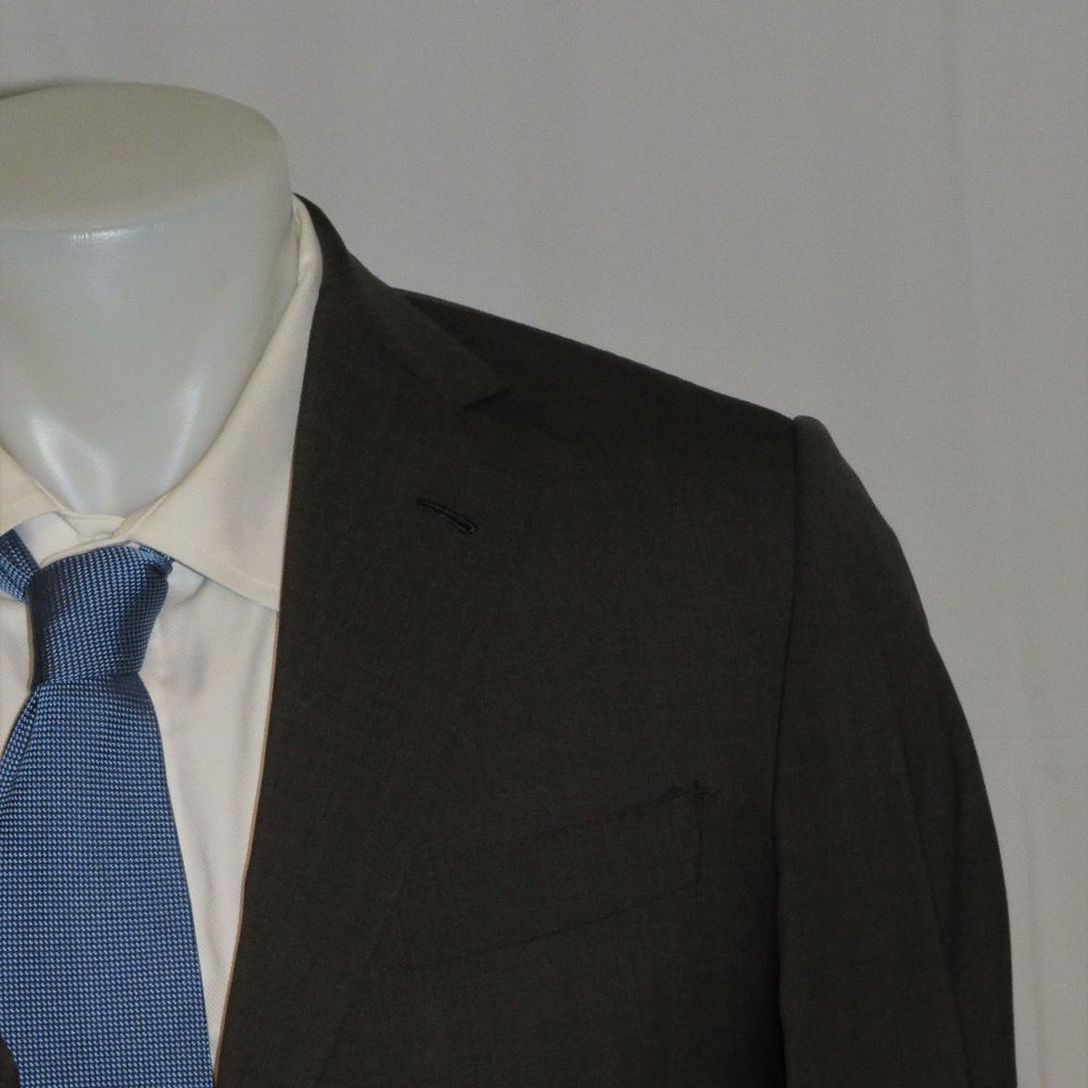 Lanvin x Caruso Recent Solid Gray Woven Three Button Suit Jacket 40R